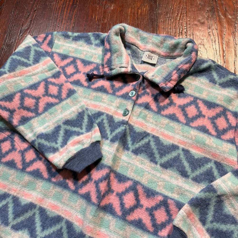 Vintage 90s David Wayne Fleece Pullover Womens 2XLSouthwestern Geometric